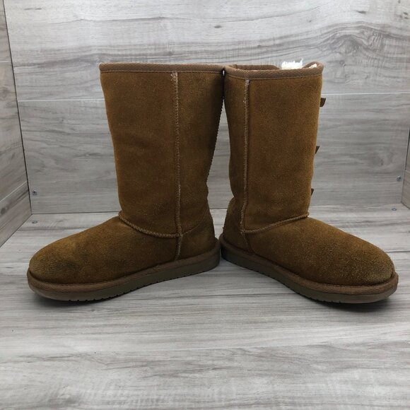 Koolaburra Boots Kids Girls 2 Brown Suede Pull On Lined Winter - Picture 5 of 11